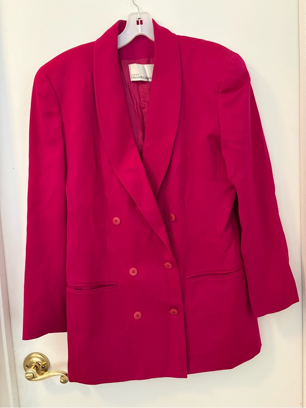 Dana Buchman Bright Fuchsia Double-Breasted Blazer